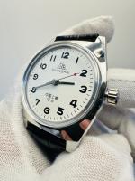 Reloj Mecánico Para Hombre Shanghai 7120 De 36mm Vintage Con Corrección De Agua 3Bar Cuarzo Arábigo Acero Inoxidable Y Correa De Cuero - details 6