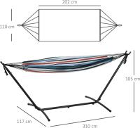 Hamaca con Soporte 310x117 cm Hamaca de Camping con Bolsa de Transporte Portátil Altura Ajustable Carga 120 kg para Patio Terraza Rayas Azul y Blanco - details 2