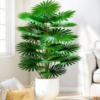 Planta Artificial De Palma Tropical Grande De Hoja De Abanico Para Decoración De Oficina Y Hogar Falsa Y Realista De 60-105cm - details 11