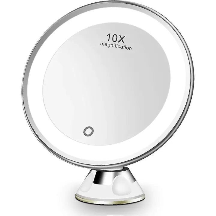 Cosmetic Mirror Led Lighting With 10x Magnification Mirror Dimmable Makeup Mirror With Strong Suction Cup 360 Swivel Mirror With Touch Screen (white) - 1