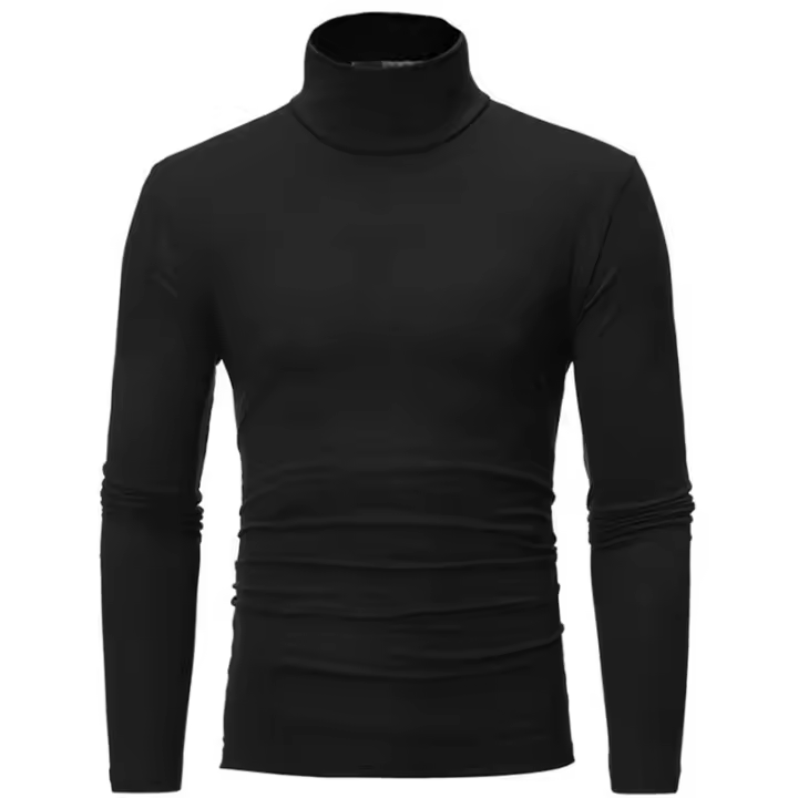 Camiseta De Cuello Alto Para Hombre Moda Casual Ajustada Primavera Otoño Top Delgado Transpirable Ligero Con Capucha - 1