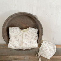 Rompeveranos Para Bebé Niña Con Sombrero Y Acolchado De Pelo Estampado Floral Estilo Coreano Invierno Cierre De Cremallera Longitud Completa - details 1