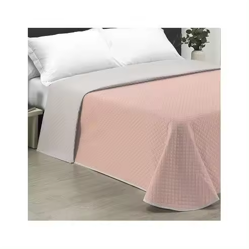 Colcha Bouti Reversible de Verano con Cojines Rombitos Rosa/Beige Sibiles 00168 - 1