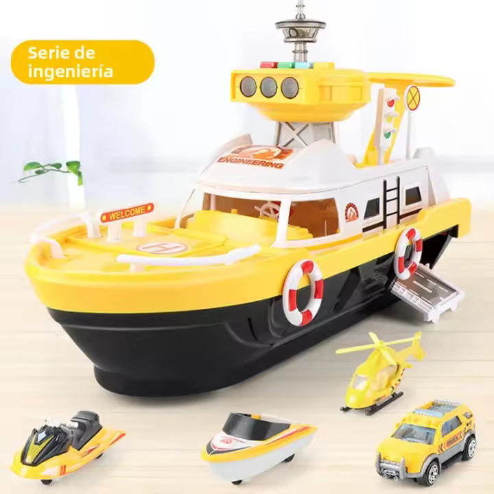Juguete De Barco De Simulación QWZ De Tamaño Grande Con Música Y Luz Vehículo Inercial Para Niños Regalo Ideal Para Niños De 4 a 12 Años - 1