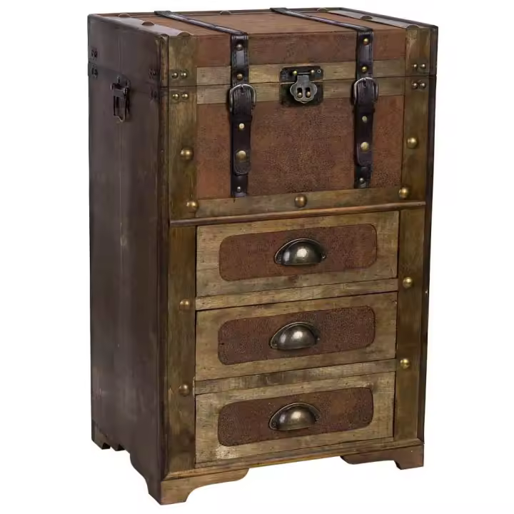 Baúl de madera marrón 41x30x64 - 1