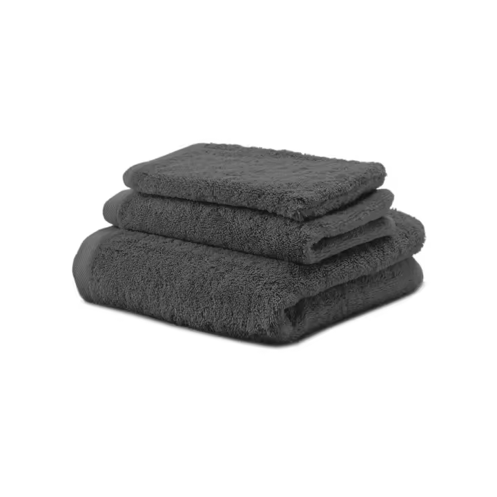 Juego Toallas Baño 700 Gr LISO - Rizo 100% Algodón Orgánico - Pack 3 Piezas (Tocador+Lavabo+Ducha). Color Gris Oscuro - Sedalinne - 1