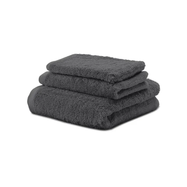 Juego Toallas Baño 700 Gr LISO - Rizo 100% Algodón Orgánico - Pack 3 Piezas (Tocador+Lavabo+Ducha). Color Gris Oscuro - Sedalinne - 1