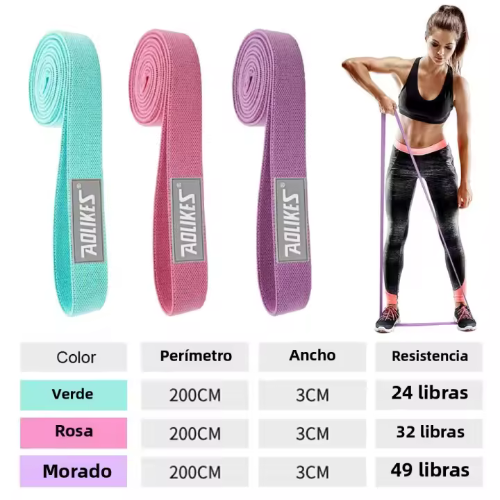 AOLIKES Set De 3 Piezas De Banda De Resistencia Larga Unisex Para Yoga Y Fitness Anillos Elásticos De Cadera Y Pecho Para Ejercicios De Agachamiento Y Levantamiento De Peso Equipo De Gimnasio - 1