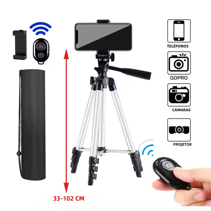 Trípode De Cámara Ligero De 103cm Para Móvil SLR Bluetooth Compatible Soporte De Escritorio Para Cámara Y Smartphone Material De Aluminio - 1