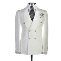 Chaqueta De Smoking Blanco Para Hombre Cierre Doble Con Borla Ajustada Para Fiesta De Promoción Boda Negocios Traje - details 1