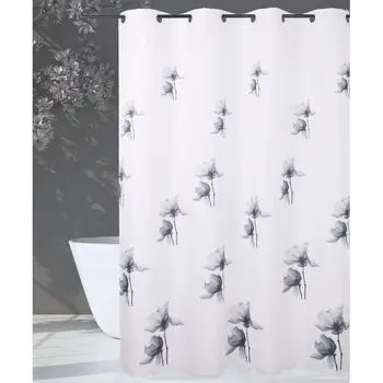 Cortina de baño para bañera o ducha medida 180x200cm MODELO BLACK POPPY, Antimoho, Fácil de colocar, Repele el agua, Ideal para la decoración de tu baño, 100% Poliéster. - 1