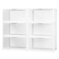 Max Home - 4 cajas de zapatos transparentes, apilables y antivuelco para hogar, Hasta T.46, 25x35x18,5 cm - details 1