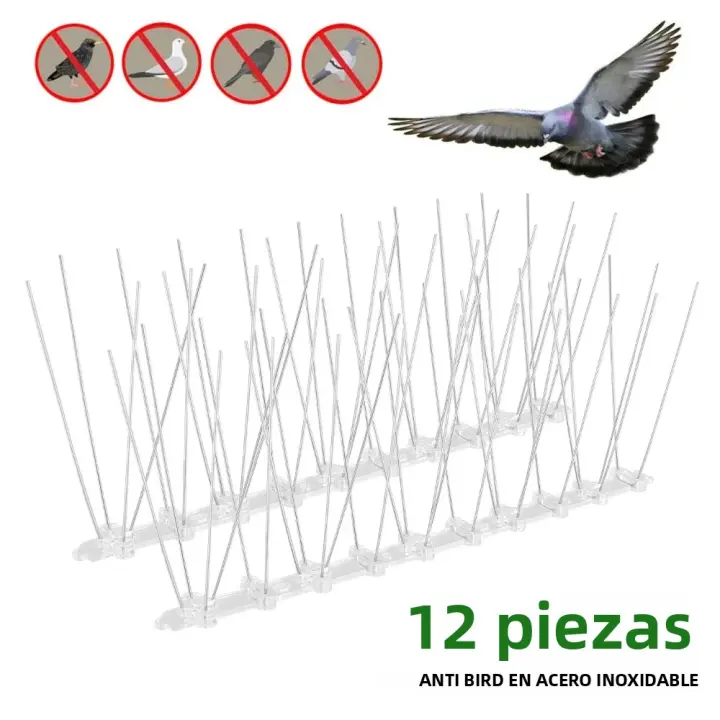 Kit De 12/24 Piezas De Espikes Antipájaros Para Exterior Kit Repelente De Pigeon En Acero Inoxidable Para Seguridad De Pared Y Jardín - 1