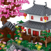 Bloques De Construcción DIY Bibilock 3320PCS Sakura Tree House Edificio De Diamantes Jardín Chino Arquitectura Cascada Regalo Para Adultos - details 8