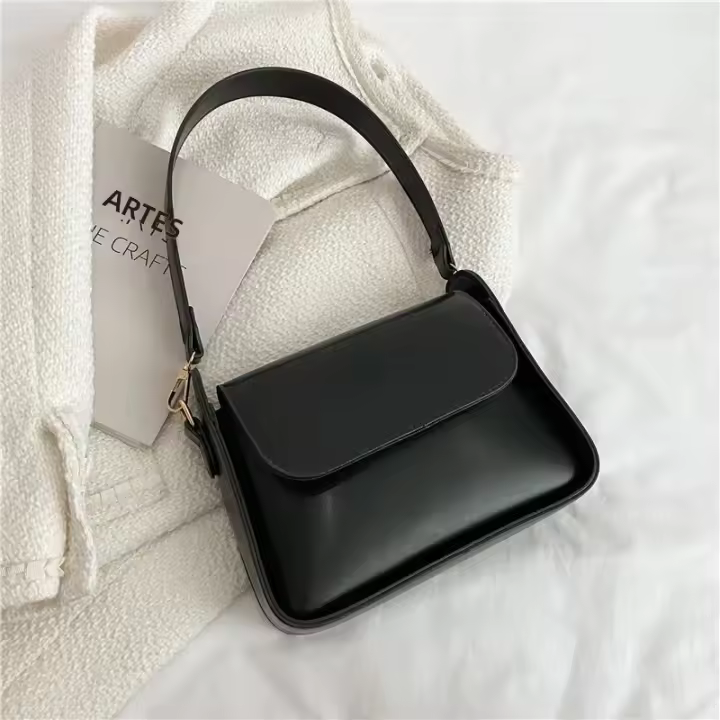 Bolso De Hombro Para Mujer De Moda En Cuero PU Color Sólido Bolso De Armpita Diseñador Bolsa De Mano Y Monedero Para Niñas - 1