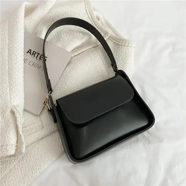 Bolso De Hombro Para Mujer De Moda En Cuero PU Color Sólido Bolso De Armpita Diseñador Bolsa De Mano Y Monedero Para Niñas - 1