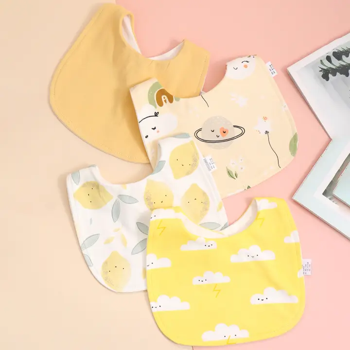 4pcs Pañuelos Ajustables De Algodón Para Bebés Recién Nacidos Bandana De Burp Para Niños Y Niñas Toalla De Lágrimas Para Comer - 1