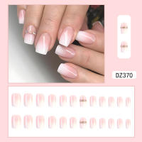 24pcs/set Uñas Postizas Cortas En Gradient Nude Rosa Jalea Brillante Estilo Cuadrado Ballet Frances Reutilizables Press on Falsas Uñas - details 8