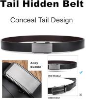 Cinturón de Hombre sin Agujeros con Sistema de Carraca Ajustable, Cinturón de Cuero Elegante con Hebilla Automática de Liberación Rápida, Ajuste Preciso Micrométrico, Ideal para Traje, Jeans, Trabajo y Uso Diario - details 3