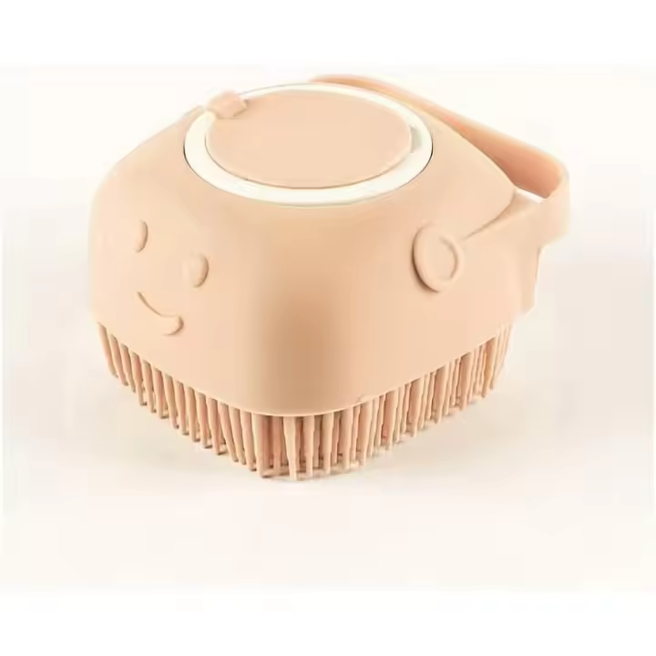 Peine de Baño de Goma y silicona para masaje with Para champú compartimentor, ideal para el cuidado de perros y Gatos (beige) - 1