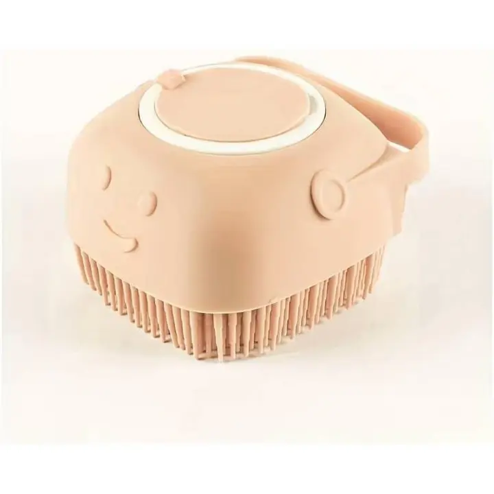 Peine de Baño de Goma y silicona para masaje with Para champú compartimentor, ideal para el cuidado de perros y Gatos (beige) - 1