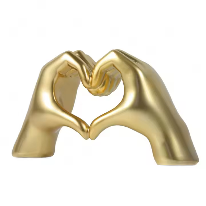 Escultura De Mano Y Corazón Dorado Para Sala De Estar Dormitorio Estilo Clásico Posmodernista Adorno Único Para Mujeres - 1