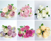 Boucle De Paejas Artificiales De Alta Calidad Con 7 Cabezas Rosa Y Azul Para Decoración De Hogar Bodas Fiestas Plantas Falsas Para El Hogar - details 13