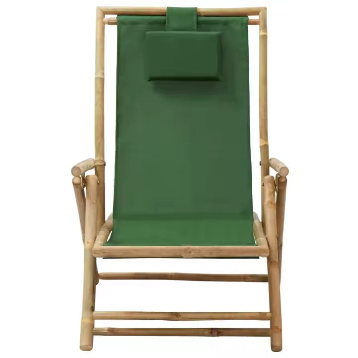 Lona Silla de relax reclinable de Bambú y verde - 1