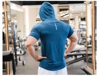 Sudadera De Carrera Para hombreQuick Drying Muscle Shirt Con Capucha Corta Para Gimnasio Y Entrenamiento Deportivo - details 14