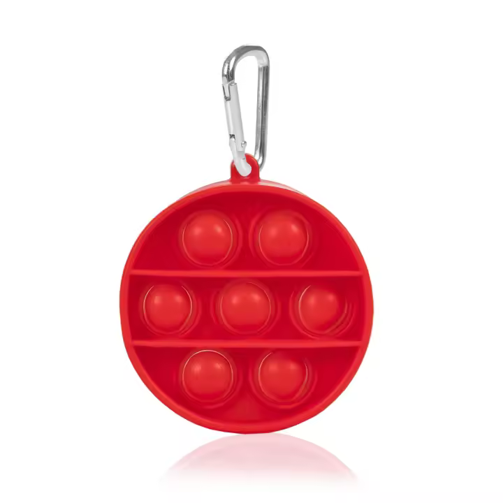 DAM. Mini Bubble Pop It juguete sensitivo desestresante, burbujas de silicona para apretar y pulsar. Diseño redondo con llavero. 6x1x6cm. - 1