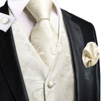 Chaleco De Seda Morado Para Hombre Con Pájaro Lírico Ajustado Cuello Alto Pañuelo Corbata Y Cufflinks Conjunto Vestimenta Sin Mangas Para Bodas Y Fiestas - details 16
