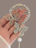 Pinza Para El Pelo De Mujer Con Perlas Y Colgante De Mariposa Imitación De Cristal Rhinestone Accesorio De Cabello Para Coletas Altas Decorativo Para Uso Casual - details 2