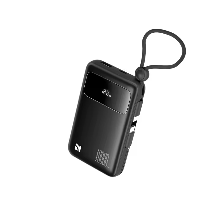 NCC Power Bank AS-169 10000mAh con Cables Integrados, Pantalla Digital y Carga Rápida 22.5W – Batería Portátil Premium (Negro) - 1