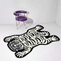 Carpetas De Tigre Para Decoración De Dormitorio Alfombra Gruesa De Piel De Animal Estilo Cartoon Para Sala De Estar Alfombra De Zona - details 6