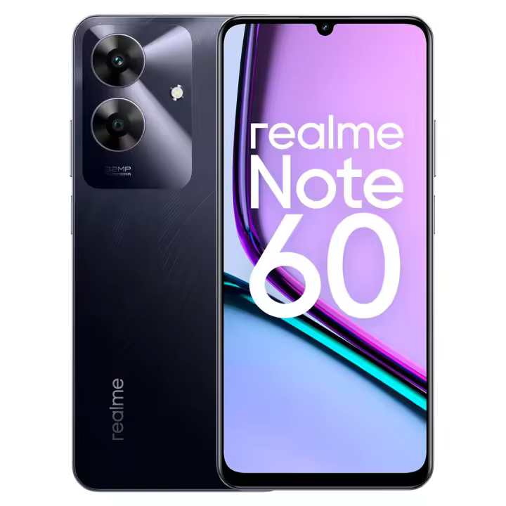 Realme Note 60 Smartphone Pantalla 6.74 pulgadas Resolución HD+ Actualización 90 Hz Cámara trasera supernítida de 32 MP Procesador UNISOC T612 Batería de 5000 mAh Sistema operativo realme UI Basado en Android 14 - 1