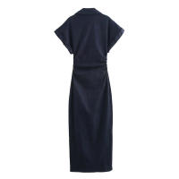 Vestido De Mezclilla TRAF Para Mujer Estilo Casual Manga Corta Midi De Verano Y Primavera Nuevo 2025 Vestido Corto a La Moda - details 2