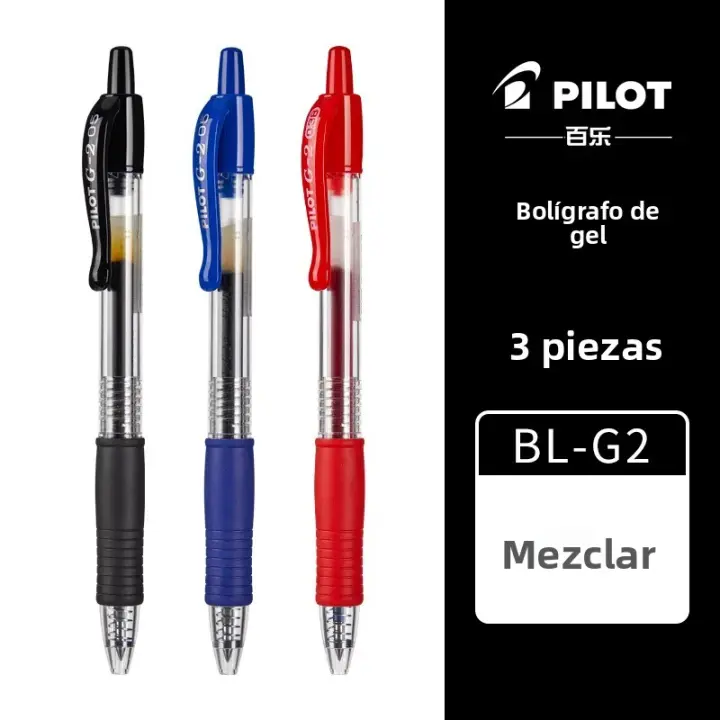 3pcs Bolígrafos De Gel Pilot Japón BL-G2 Gran Capacidad 0.5/0.7mm Colores Rojo Azul Negro Suministros Escolares Y De Oficina Para Niños - 1