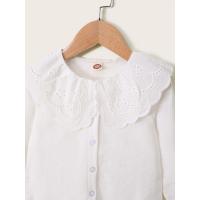 Camisa Blanca Para Niñas Con Cuello De Muñeca En Lace Estilo Coreano Otoño Manga Larga Versátil Para El Día Ropa Infantil Tallas 1-6 Años - details 2
