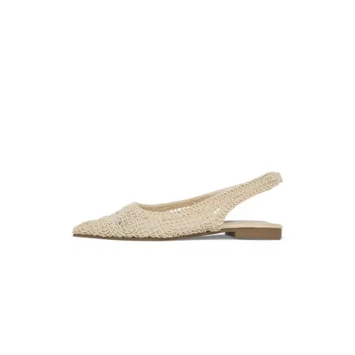 HLuna Bailarinas planas trenzadas de diseño de encaje en color oro plata beige negro con pulsera elástica al tobillo yz24-052 - 1
