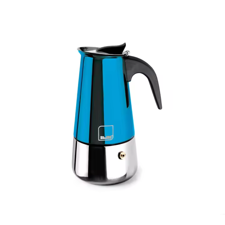 IBILI - Cafetera express Moca Blue, 10 tazas, 460 ml, Acero Inoxidable, Apto para inducción - 1