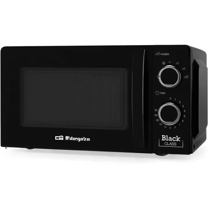 Orbegozo MI 2117, Microondas, 700 W, 6 niveles de potencia, 20 litros de capacidad, temporizador hasta 30 minutos, programa de descongelación, señal fin de cocción, color negro - 1