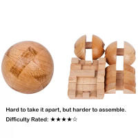 Juguete De Lógica Wooden Kongming Lock En Forma De Bola Redonda Puzzle 3D Desafío Intelectual Para Adultos Y Niños - details 2