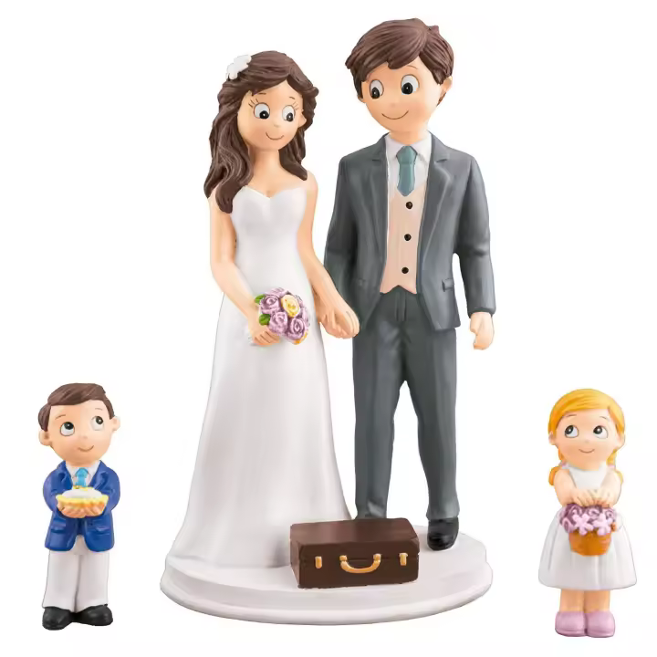 Figura Novios para pastel, tarta de Boda - Poliresina,Familia con hijos decoracion aniversario ADA Y SUS DETALLES - 1