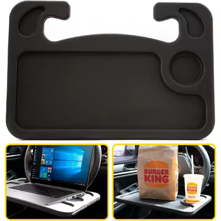 Exwrite del volante del Coche, Mesa del coche, bandeja del volante, esritorio de la computadora del volante, bandeja de comida del coche para la mayoría de los volantes del vehículo (Negro) - 1