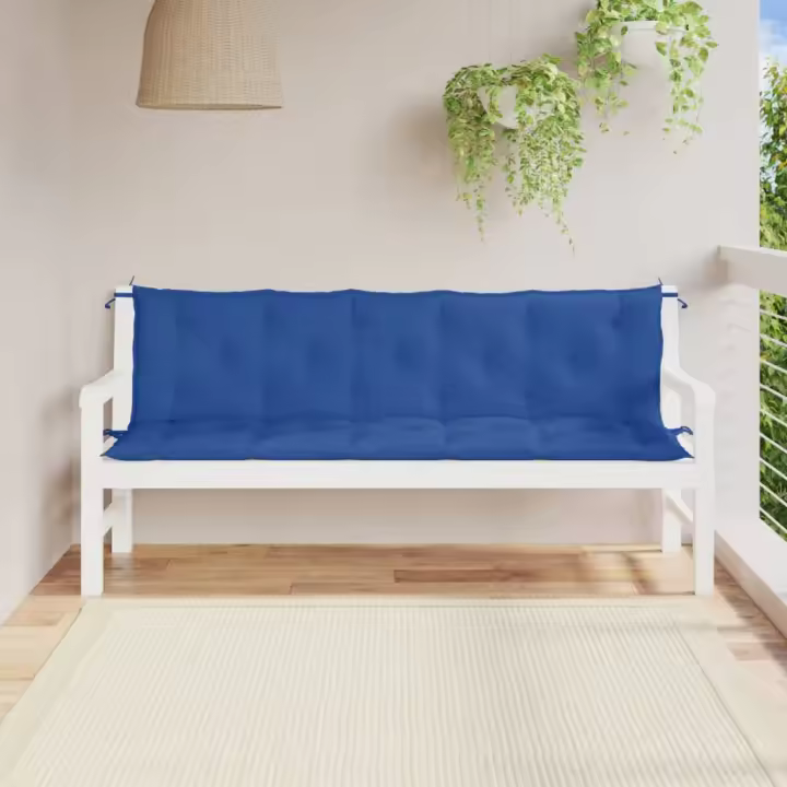 Cojines de banco de jardín 2 uds tela Oxford azul 180x50x7 cm - 1