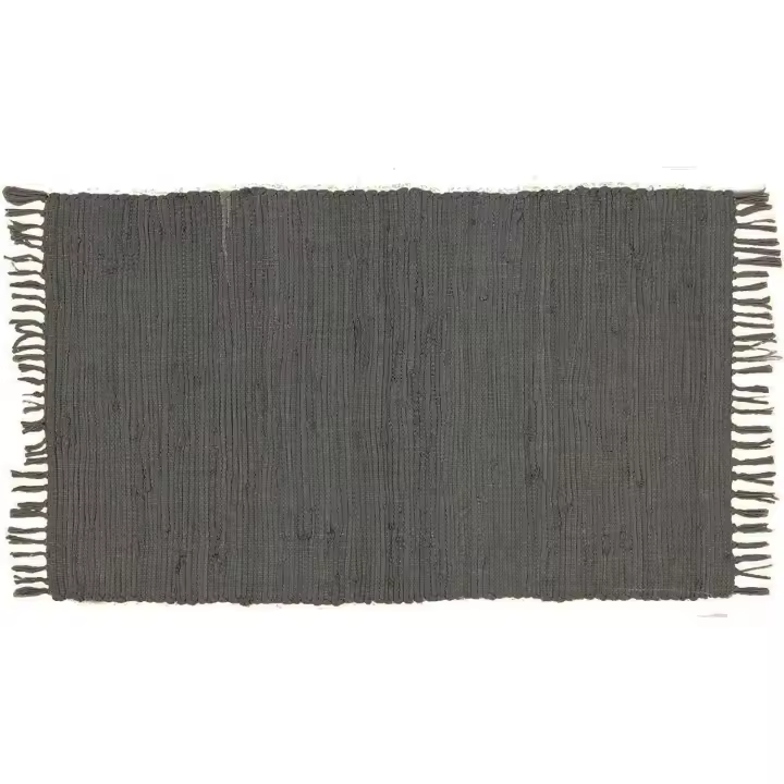 Alfombra Jarapa Gris, Estilo Hindu, Alfombra 100% Algodon, Alfombra de Colores con Flecos, Medida 60x40 [7351102-2] - 1