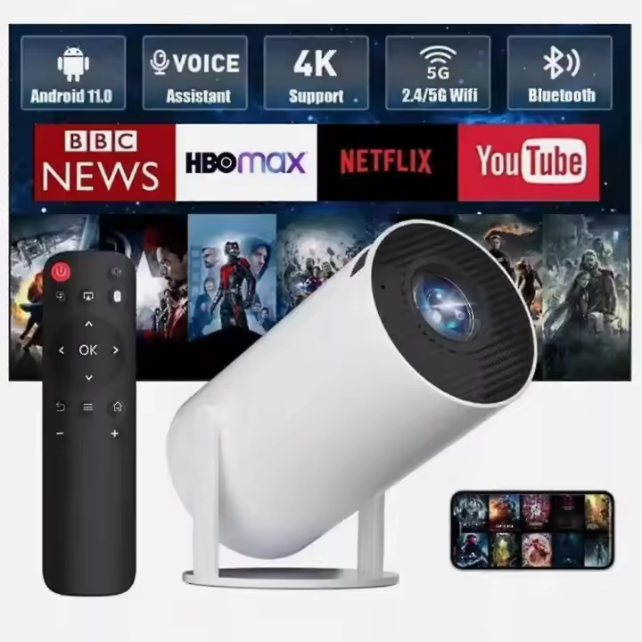 5G 4K Projector Smart HD LED WiFi Bluetooth HDMI. USB Android Office Home Theater - 1