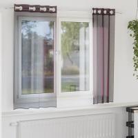vidaXL Cortinas de gasa con ojales 2 uds 140x140 cm en color Negro/Morado/Marrón y más | protección solar decorativa para ventanas hogar oficina dormitorio fácil de instalar - details 1