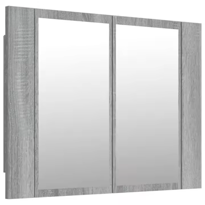 Armario con Espejo y LED Madera contrachapada gris 60x12x45 cm - 1