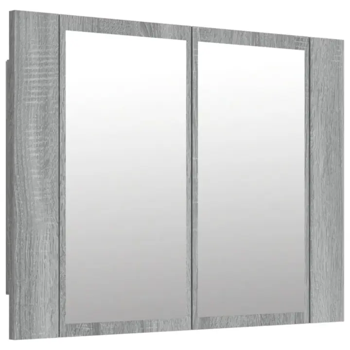 Armario con Espejo y LED Madera contrachapada gris 60x12x45 cm - 1
